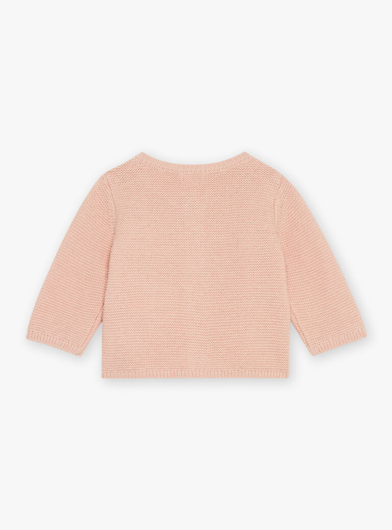 Gilet rose ancien en point mousse