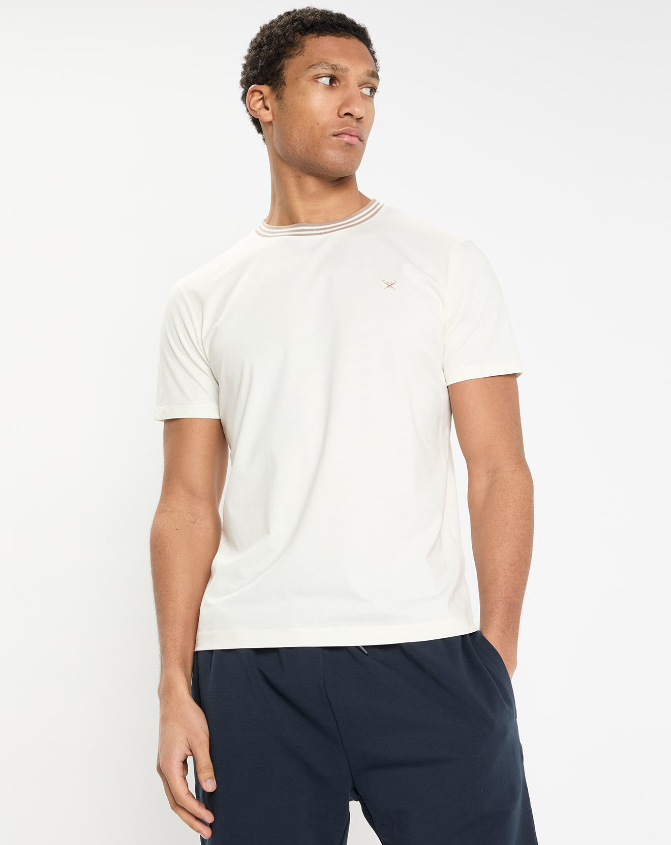 Hackett London T-Shirt en Jersey Regular Fit Rib écru