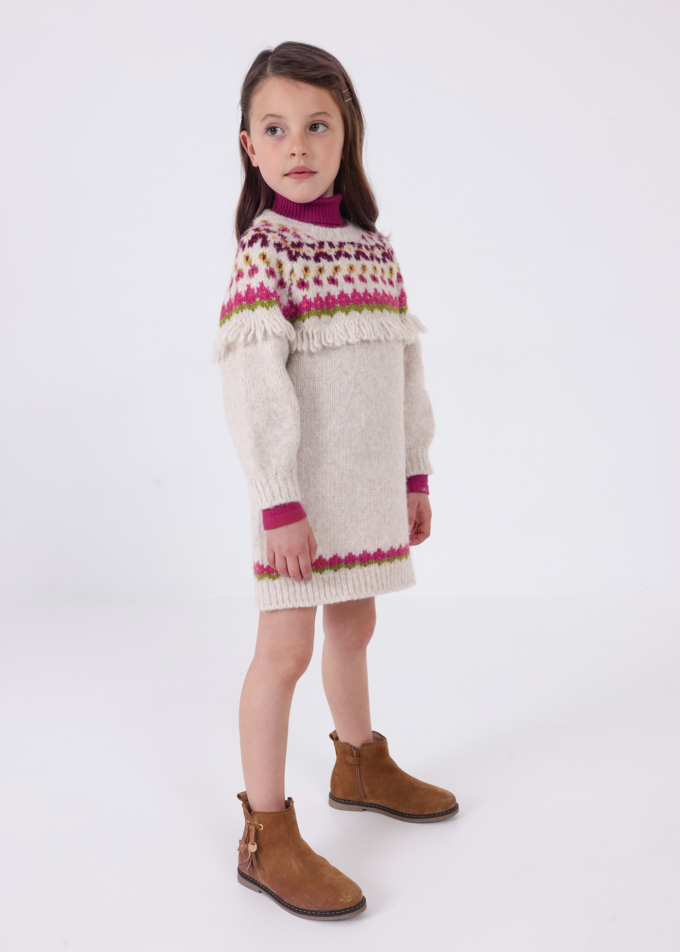 Vestido infantil com estampa jacquard