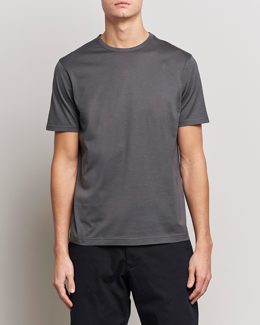Sunspel Crew Neck Q82 Cotton T-Shirt Charcoal