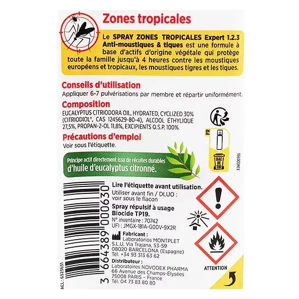 Novodex Expert 123 Repelente Antimosquitos e Carrapatos para Áreas Tropicais 100ml