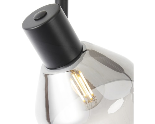 Plafondspot, 4-lichts, HxL 19,5x89 cm, matzwart/rookglas