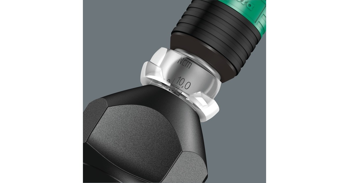 WeraSerie 7400 Kraftform instelbare momentschroevendraaier draaimomentsleutel  (Zwart/groen, 1.2 tot 3.0 Nm, met Rapidaptor snelwisselhouder)