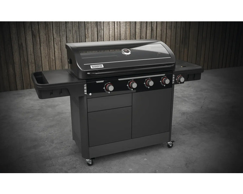 Tenneker® Gasgrill Halo Power Zone TG 4 180,4 x 61 x 117,5 cm 4-pits + zijbrander, gietijzeren rooster, platformsysteem, glazen inzetstuk in het deksel