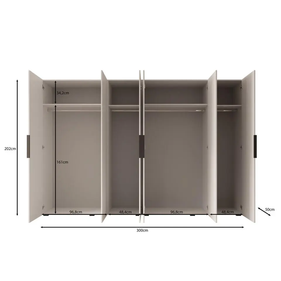 Meubella - Kledingkast Marquesa - Wit - 300 cm