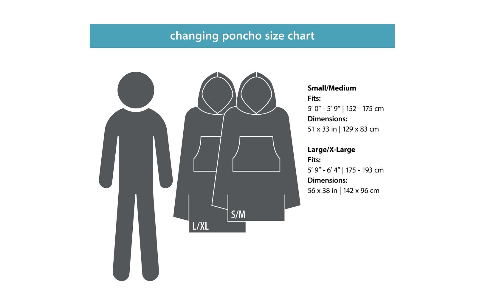 Poncho L/XL, Blau/Grau, 142 cm x 97 cmUmzieh-Poncho