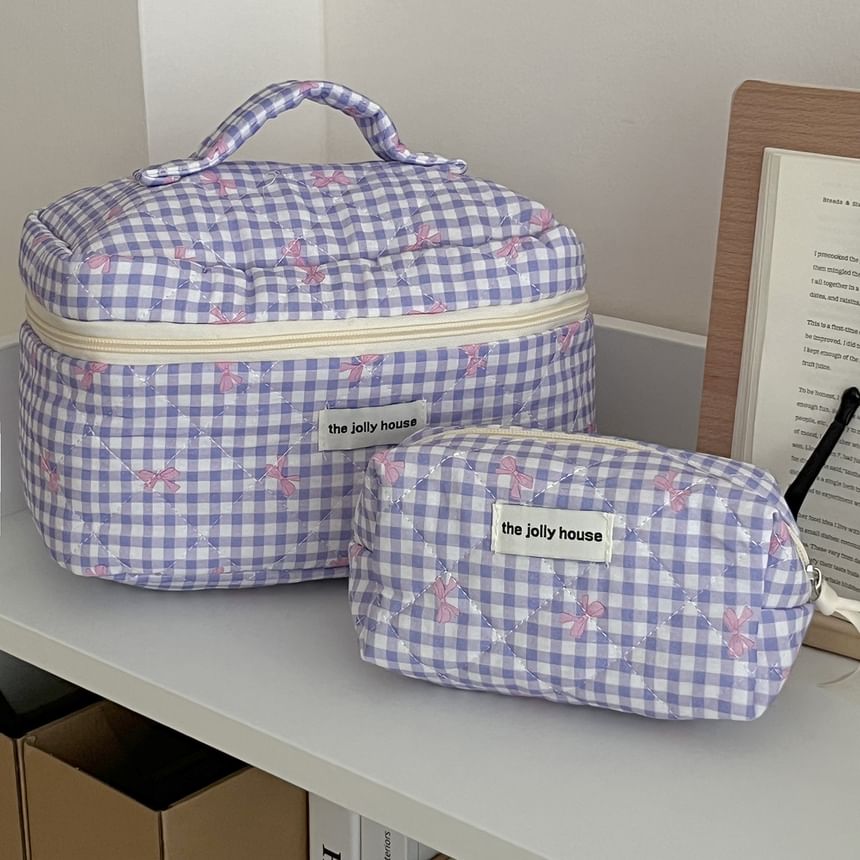 ZenlyHabit - Make-uptas / clutch / etui van geruite stof met strik