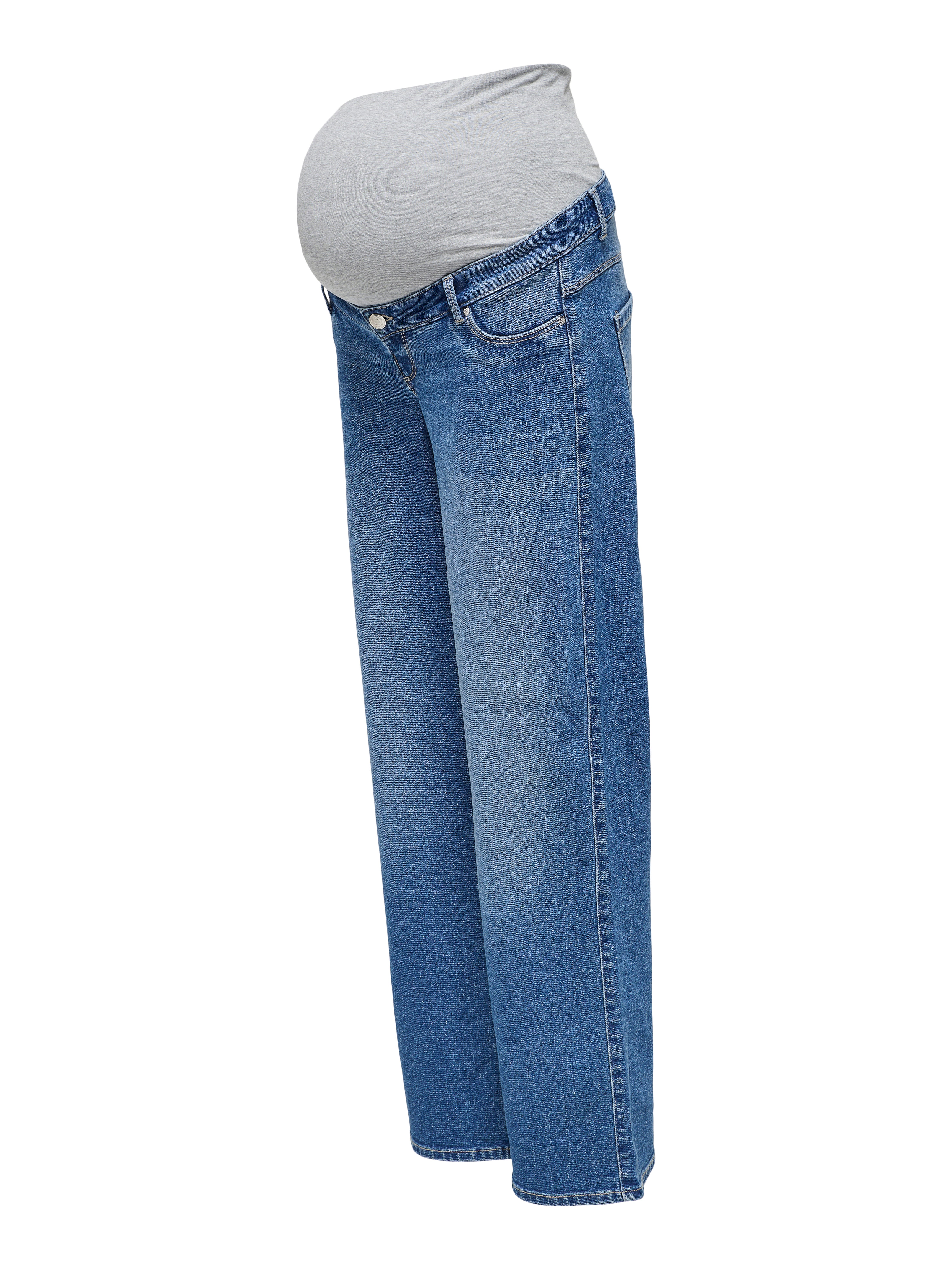 OLMSNOW Hohe Taille Weiter Beinschnitt Jeans Medium Blue Denim