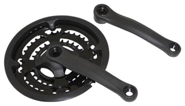PEDALIER VTT P2R 7-8V. ACIER NOIR 170mm 48-38-28 AVEC PARE-CHAINE (BOITIER 122mm)