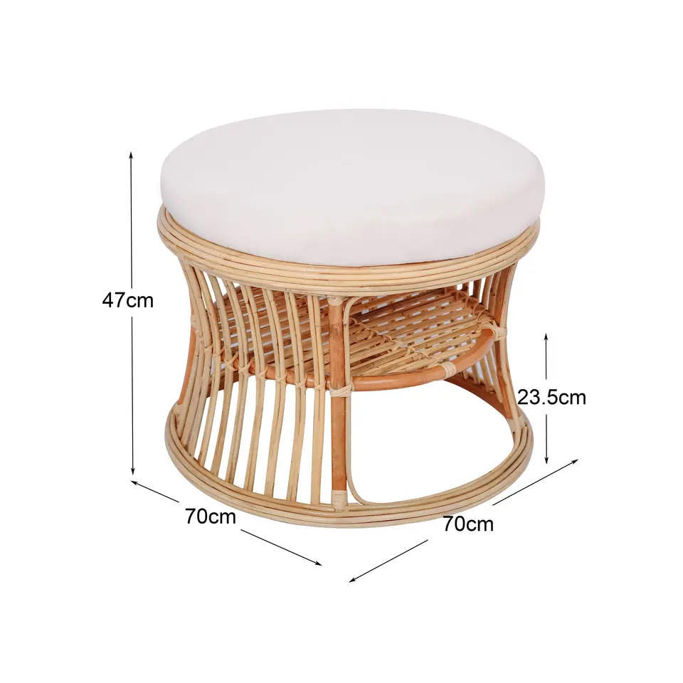 Pouf in beige van rotan