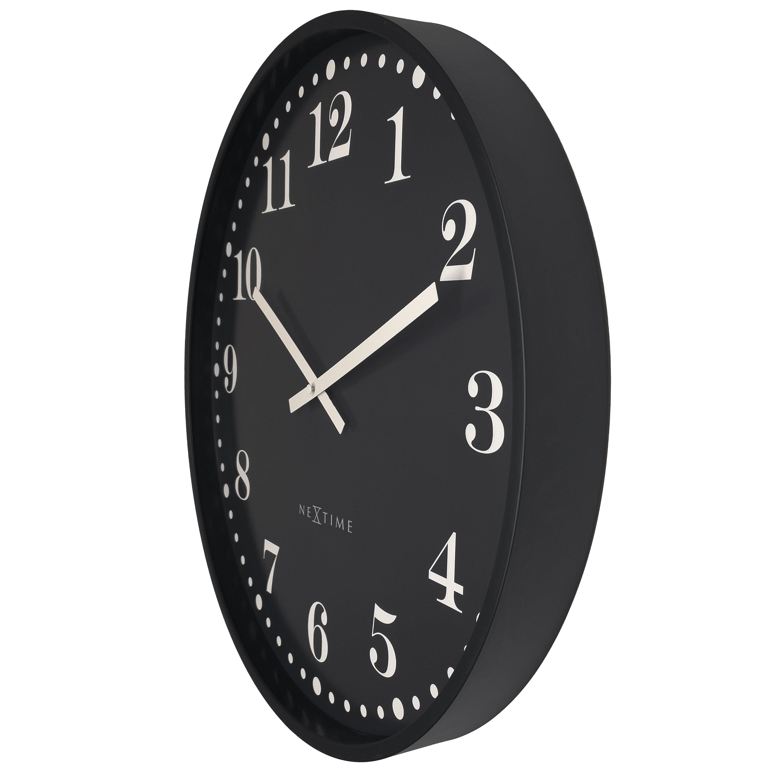 NeXtime - Wandklok 50cm - Stil - Zwart - Plastic - NeXtime 'Dickens