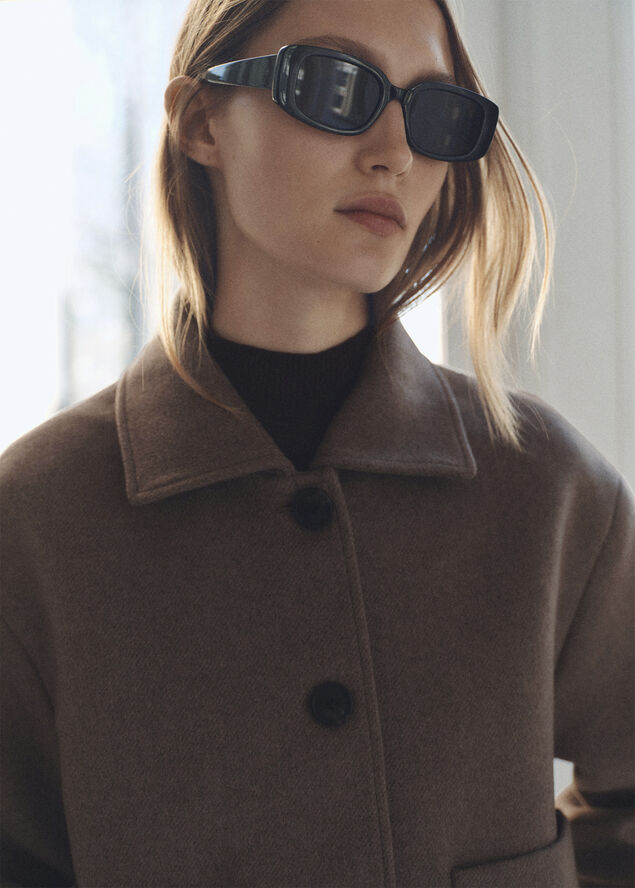 MANGO JACKET. -- BUTTON Brown