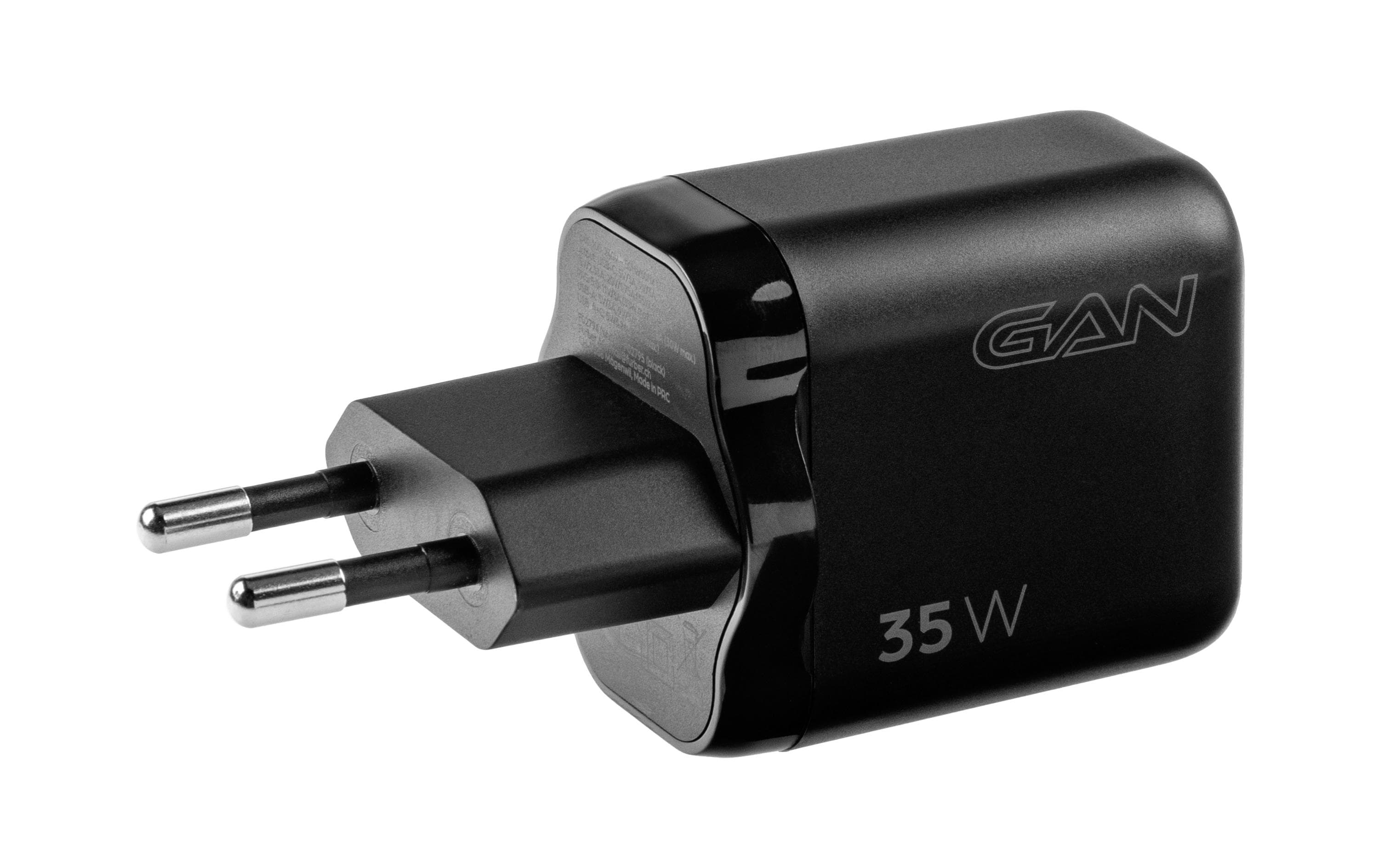 USB-Wandladegerät Dual 1C1A 35 W GaN SchwarzLadeadapter mit einem USB-C- und einem USB-A-Port