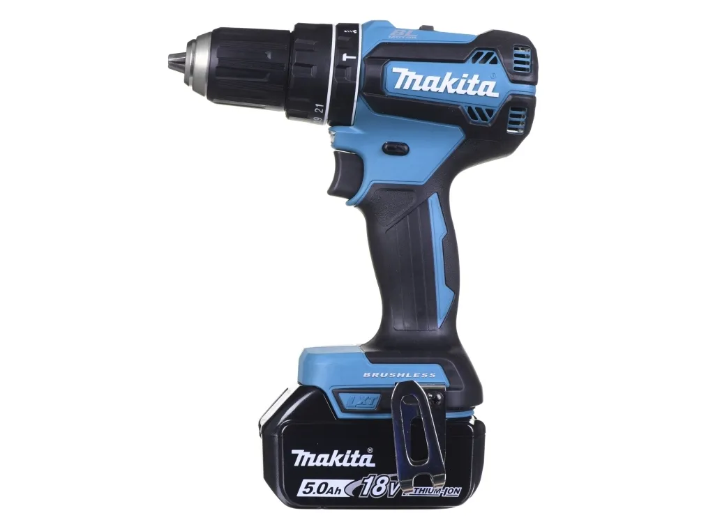 Makita DHP485RTJ - Hammerbor/skruemaskine - ledningfri - 2-hastigheders - nøgleløs borepatron 13 mm - 50 N·m - 18 V