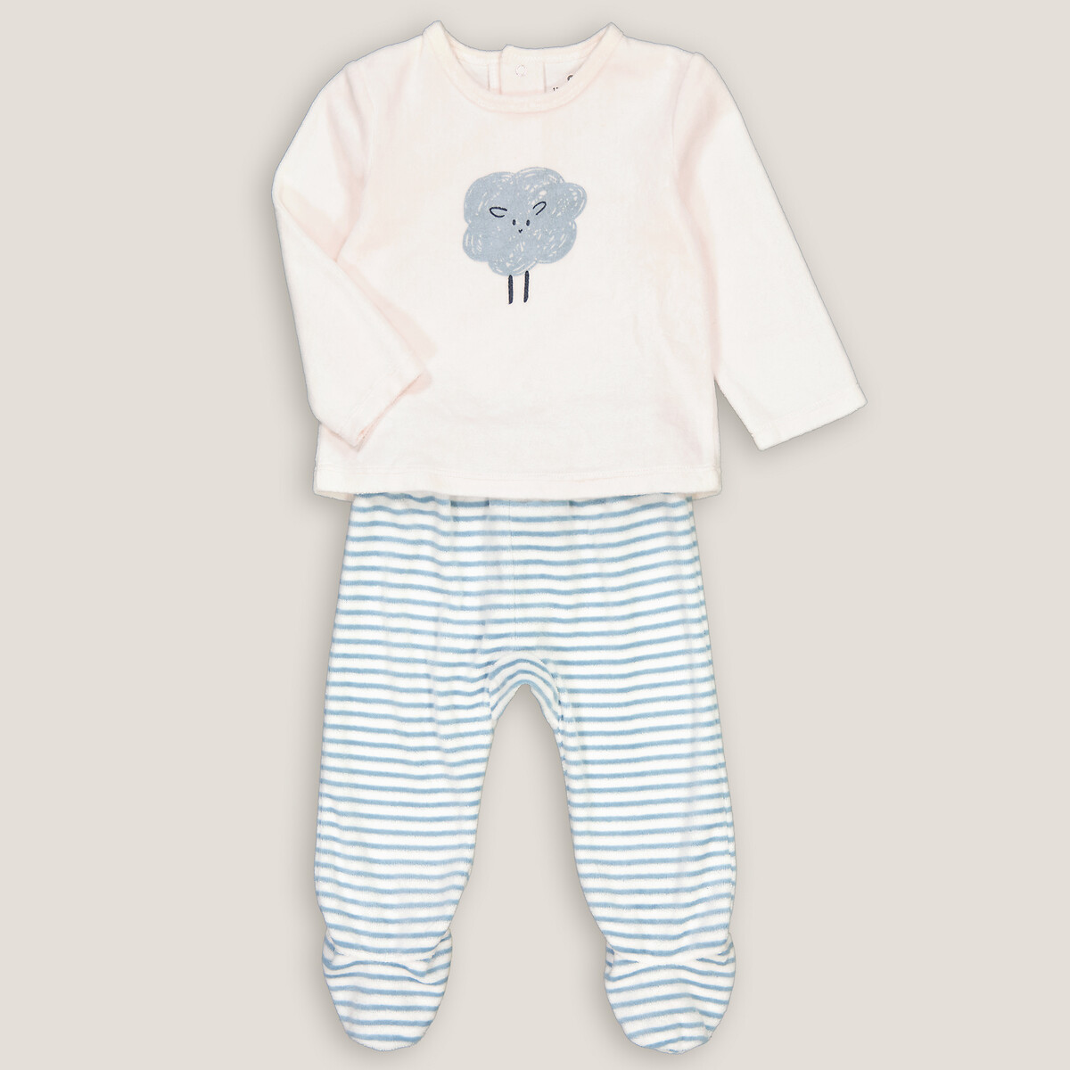 COLEÇÃO LA REDOUTE<br>Pijama de veludo de duas peças com pés