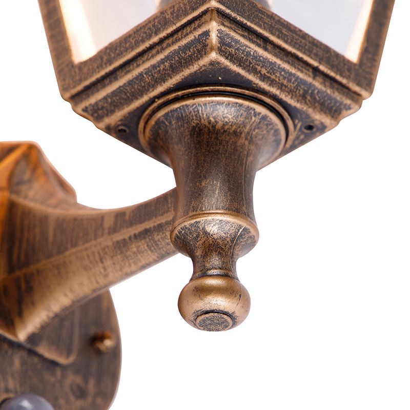 Antieke wandlamp goud IP44 met bewegingsmelder - Capital