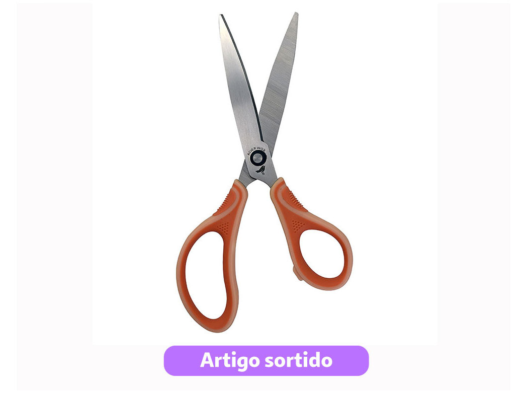 TESOURA ASSIMÉTRICA AUCHAN BI-MATERIAL 21CM CORES SORTIDAS