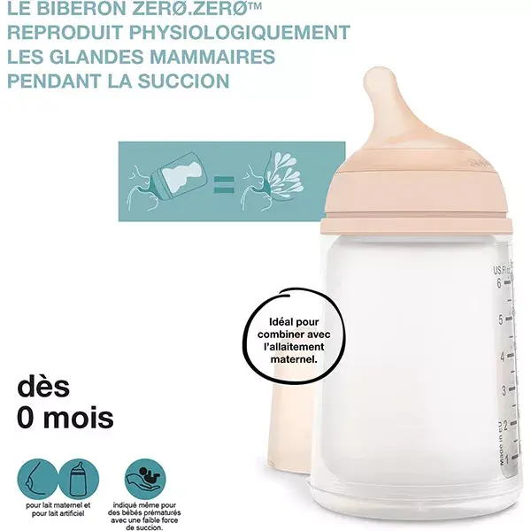 Kit de Mamadeiras Suavinex Zero Zero Fluxo Médio 270ml