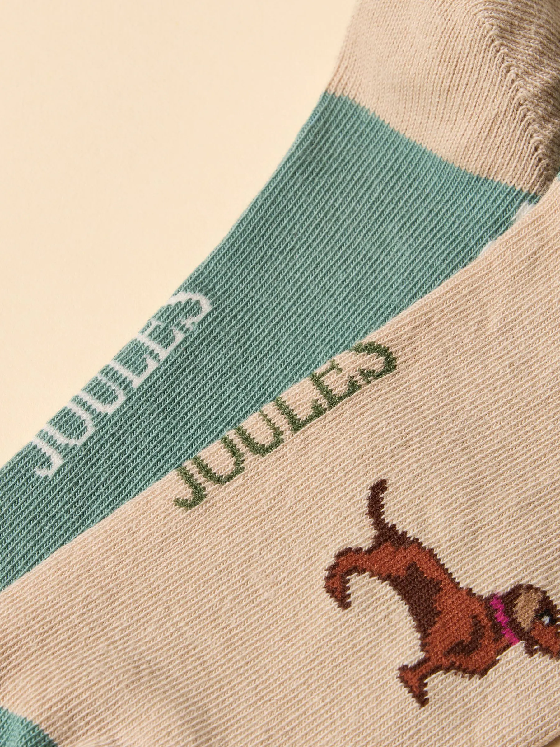 Khaki & Cream - Joules dames elke dag katoenen blend sokken 2 pack (maat 4-8)