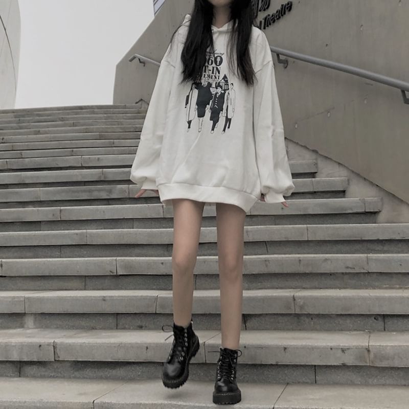 CRIBI - Oversized hoodie met trekkoord en grafische print
