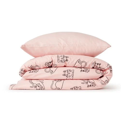 housse de couette enfant 140x200 - coton doux - chat
