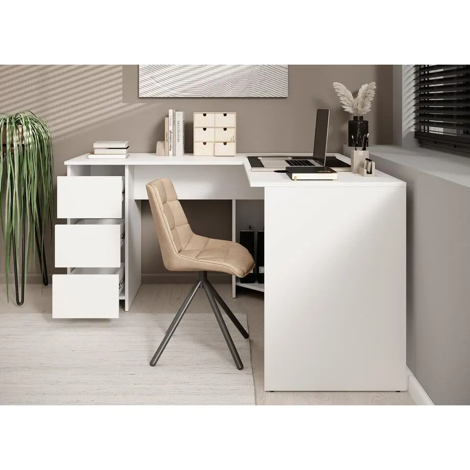 Meubella - Bureau Fuenta - Wit - 142 cm