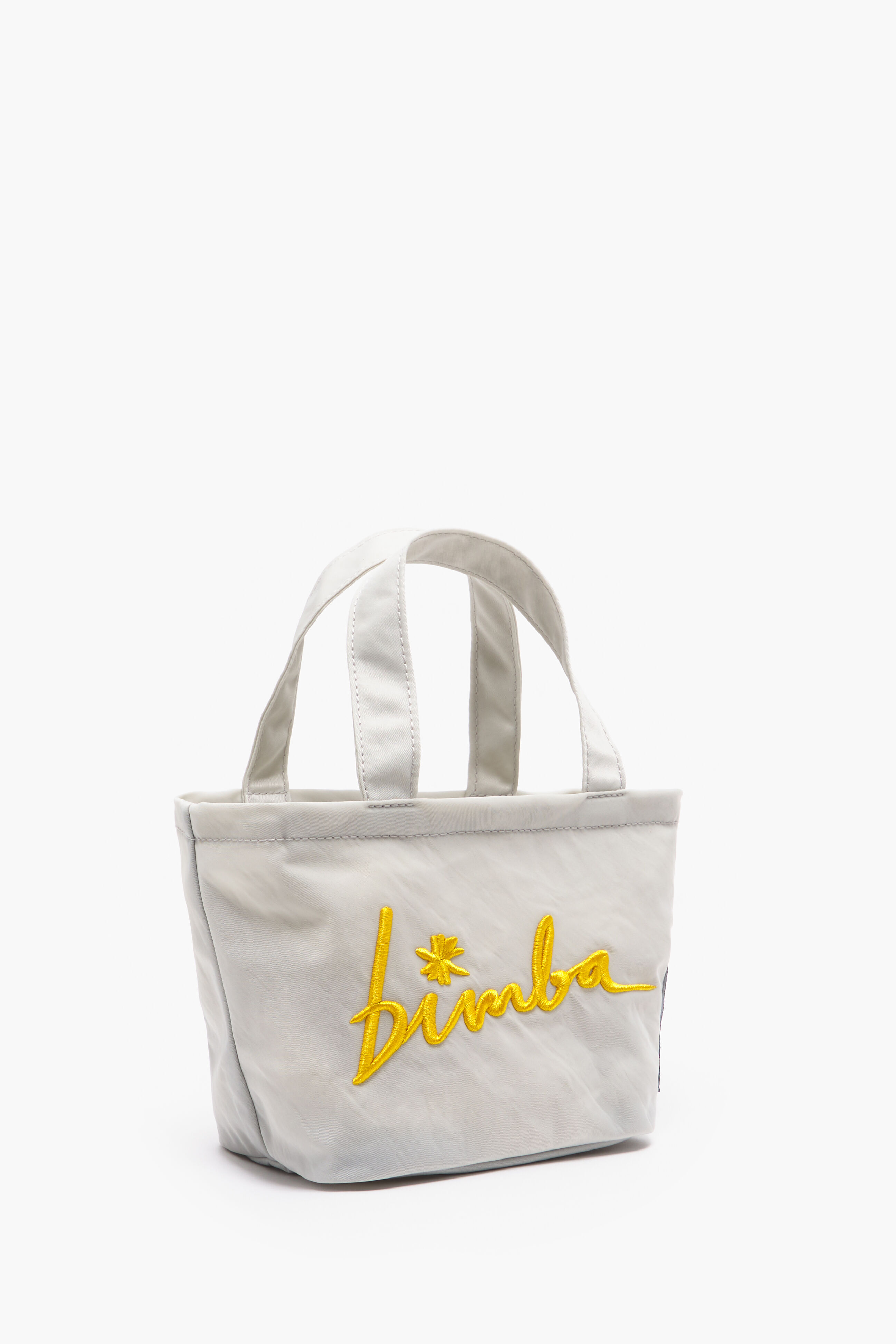 Bolsa mini trapezoidal em náilon cinza gelo
