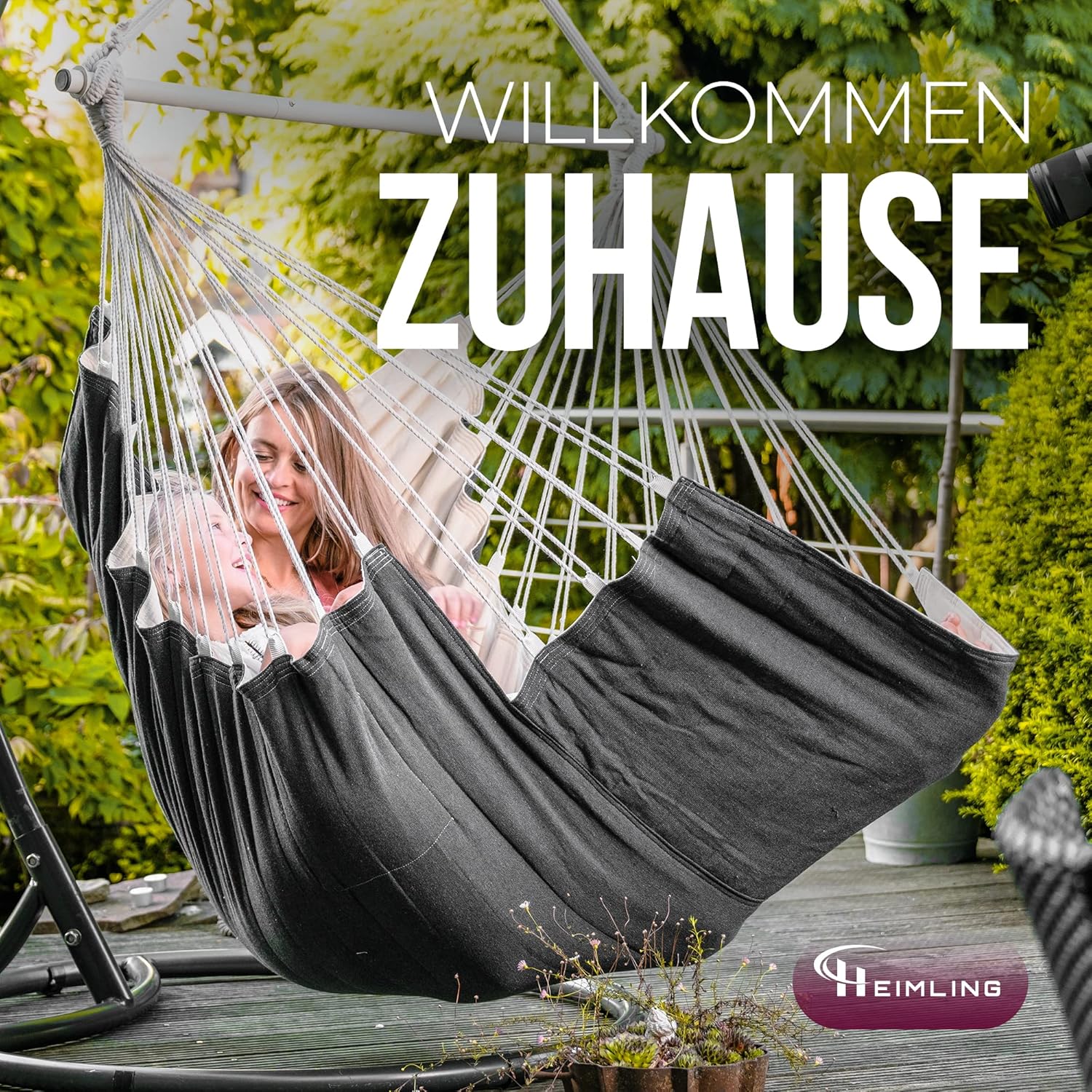 Hängesessel High-Class Outdoor & Indoor XXL [All Inclusive Paket mit Aufhängung + 3 Kissen] Kinder & Erwachsene bis 150 kg | Hängematte Wohn- Schlafzimmer, Garten Balkon Terrasse