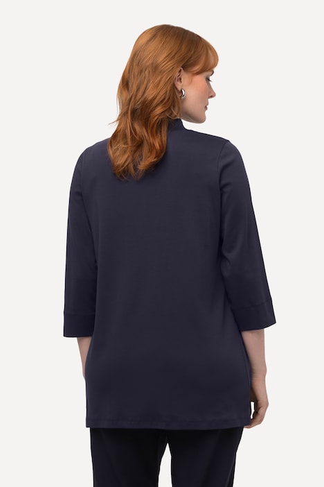 Shirt, A-Linie, Stehkragen, 3/4-Arm, Pima Cotton