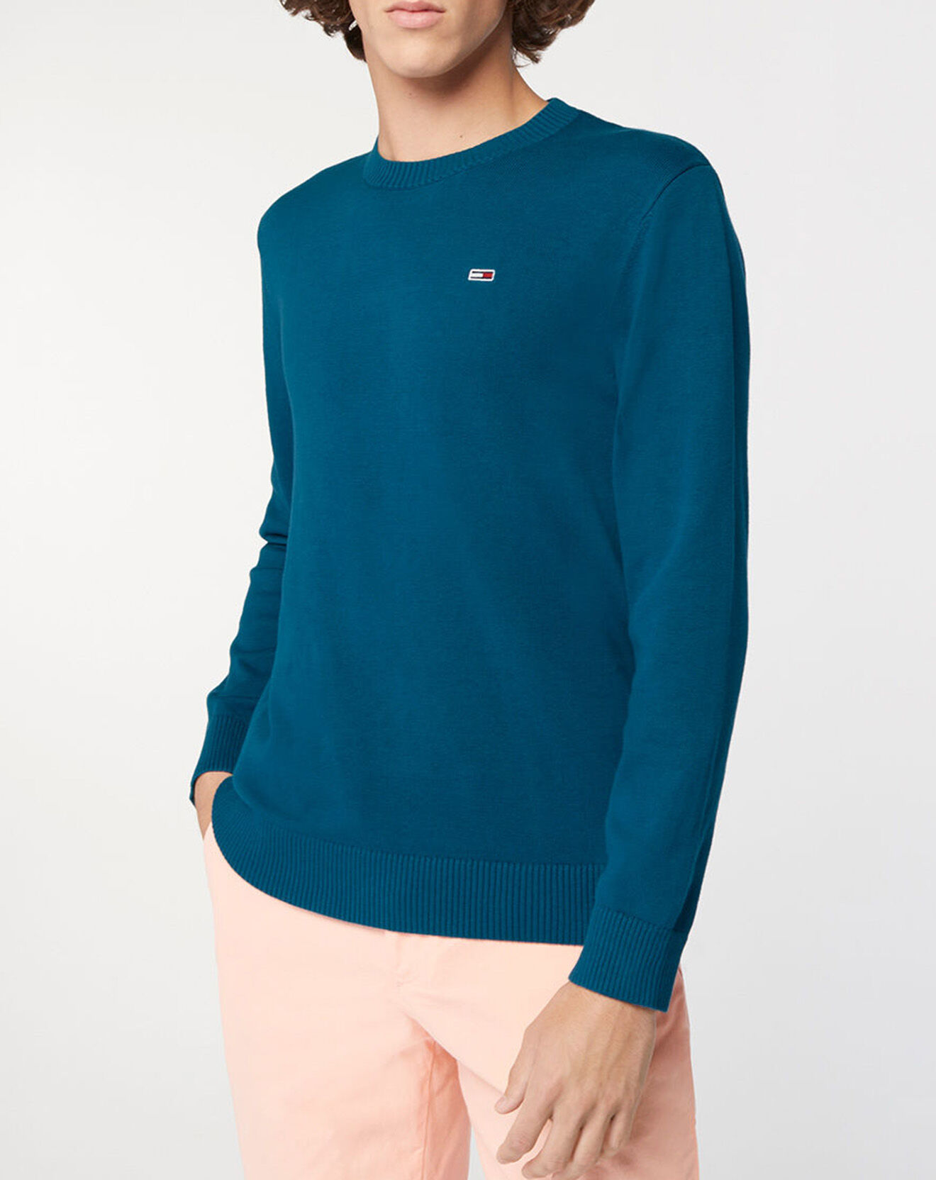 Tommy Jeans Pull 100% Coton Bio Essential light bleu canard