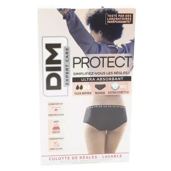 Calcinha Boxer Dim Expert Care Protect para Período Menstrual, Fluxo Médio, Tamanho 32/34