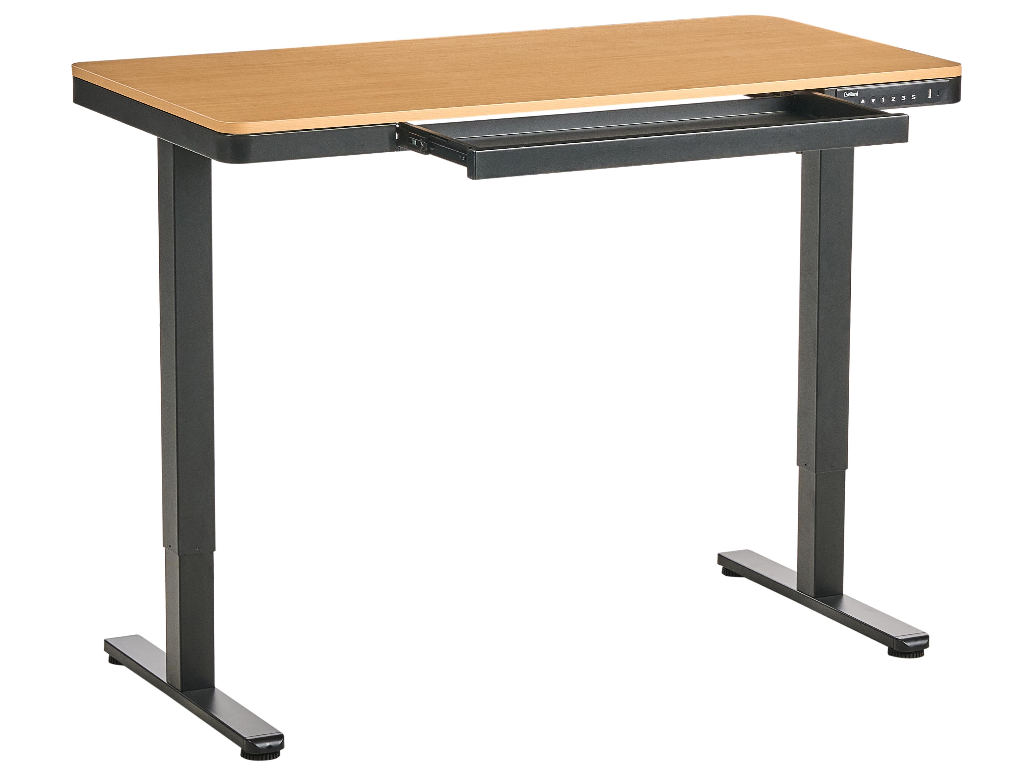 Elektrisch verstelbaar sta-bureau PENLY Zwart/lichtbruin 120 cm 60 cm met USB-poort