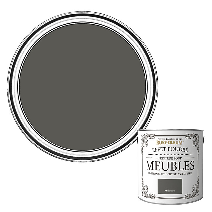 Peinture pour meubles Rust-Oleum anthracite effet poudré mat intense 2,5L