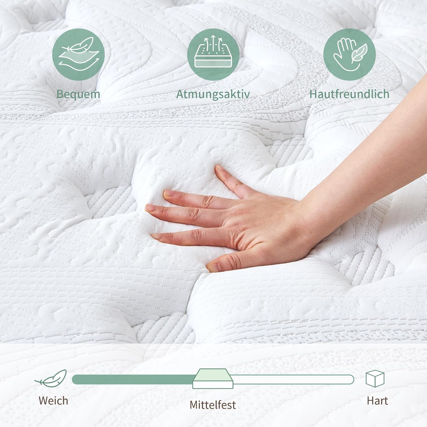 SZsuilong Matratze 90x200 H3 Höhe 25cm mit Komfortschaum,7 Zonen Taschenfederkernmatratze Ergonomische,Federkernmatratze für Erwachsene Öko-Tex Zertifiziert & CertiPUR Zertifiziert