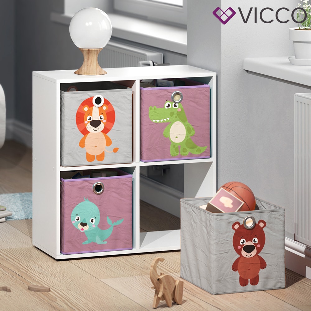VICCO 2er Set Faltbox 30x30 cm Kinder Faltkiste Aufbewahrungsbox Regalkorb