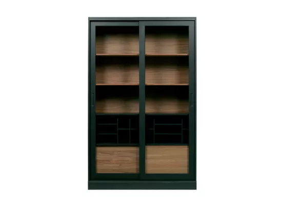 James - Vitrine 2 portes en bois H200cm - Noir