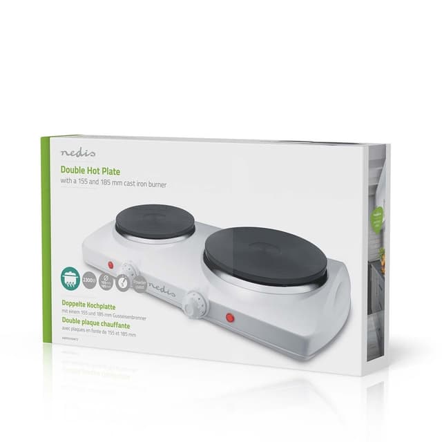 Nedis Elektrisk Kogeplade | Kogeplader: 2 | 2300 W | Overophedningsbeskyttelse | Hvid