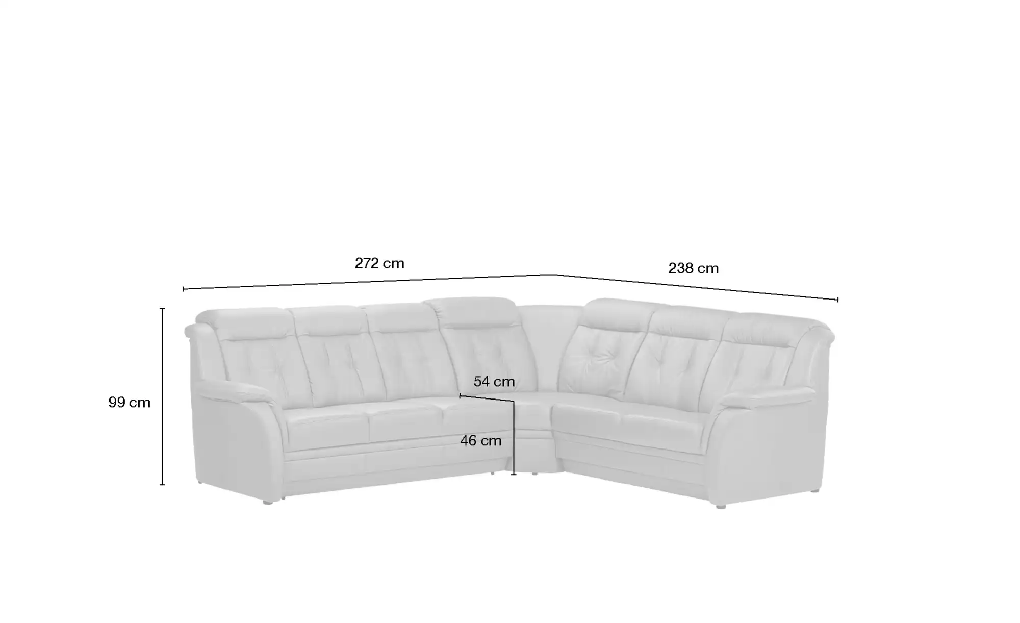 Polstermöbel Oelsa Komfort-Ecksofa aus Leder Andorra