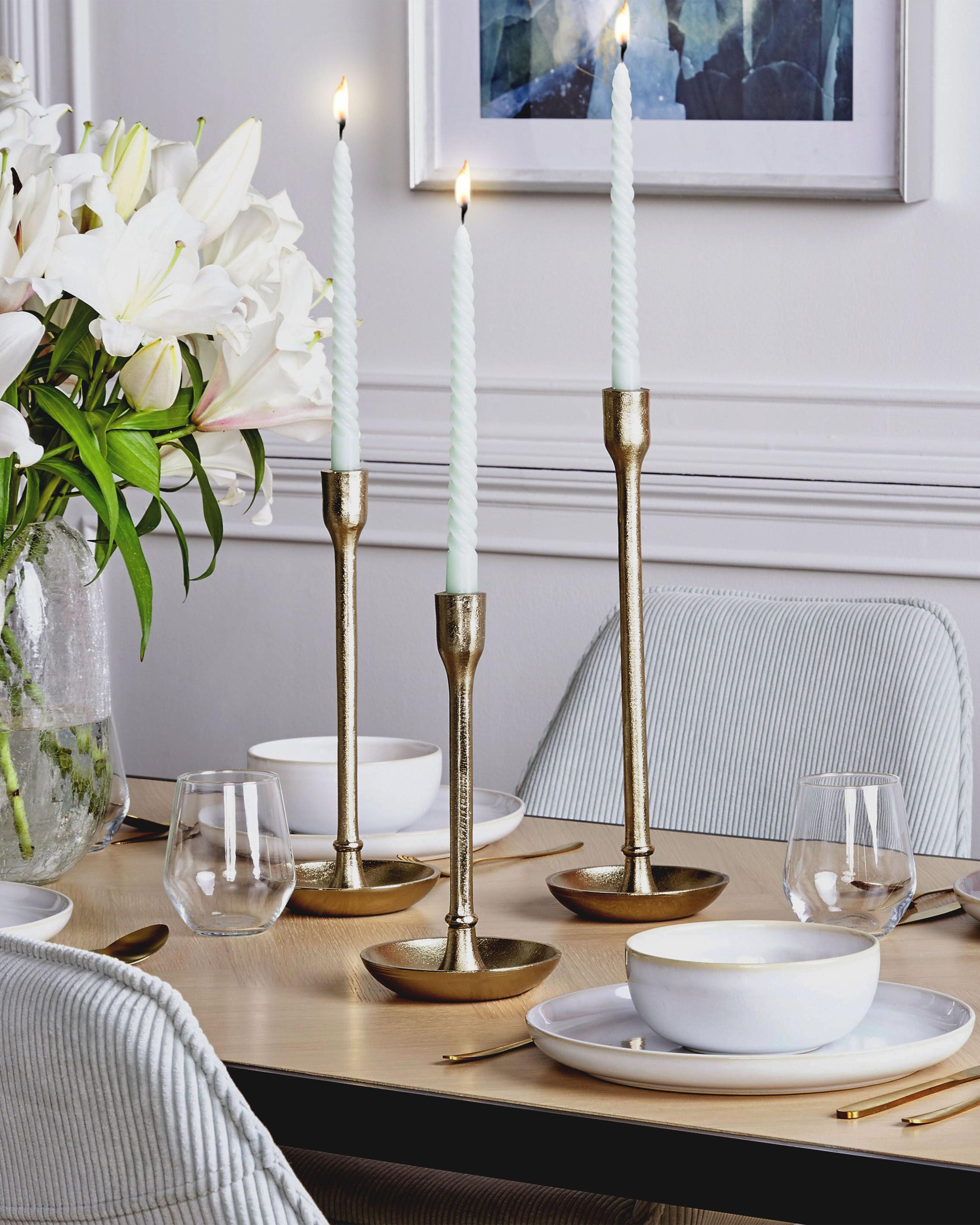 Set van 3 kaarshouders LIWUNG Metaal 27/33/38 cm Goud