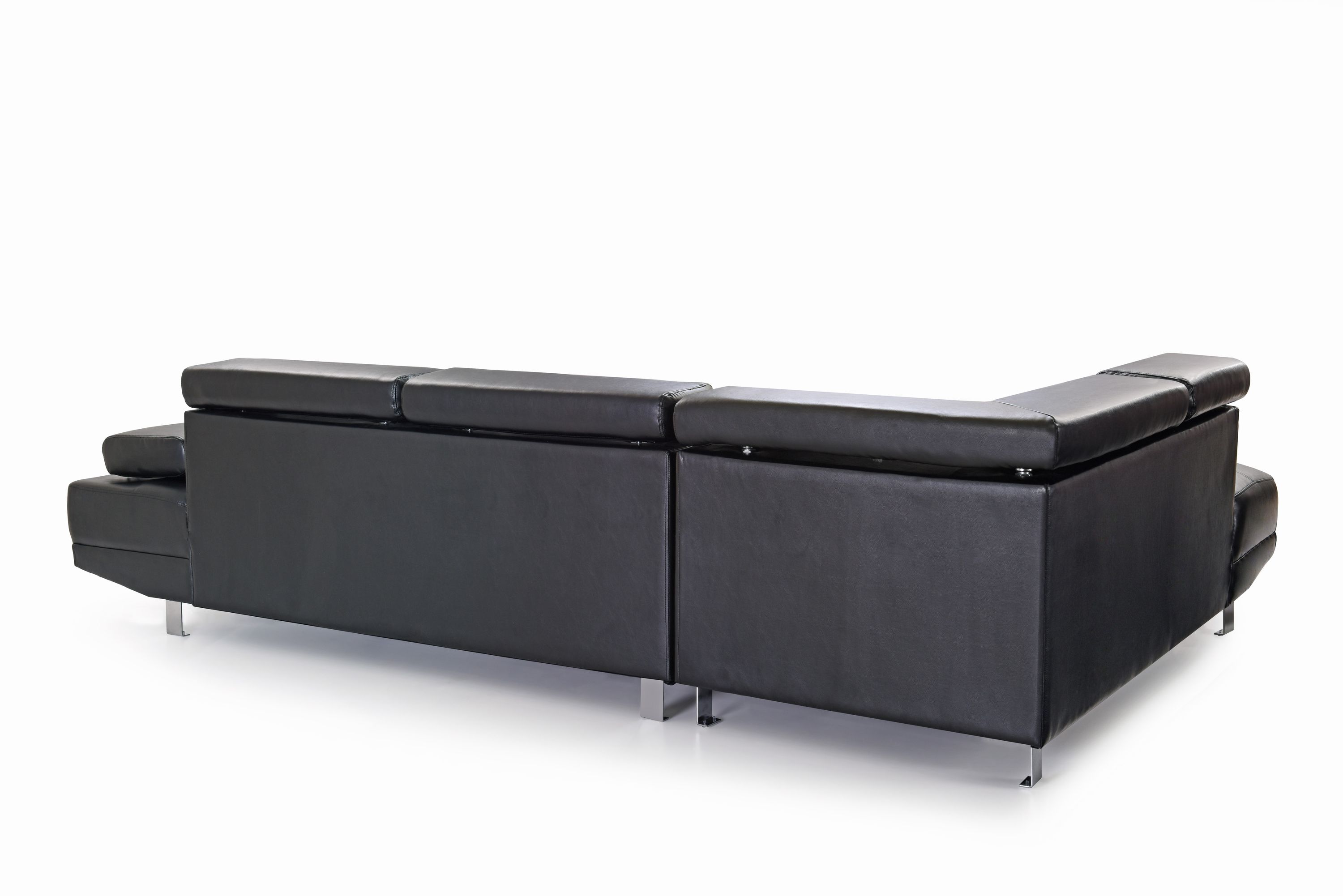 Ecksofa Leder PHILIP links schwarz