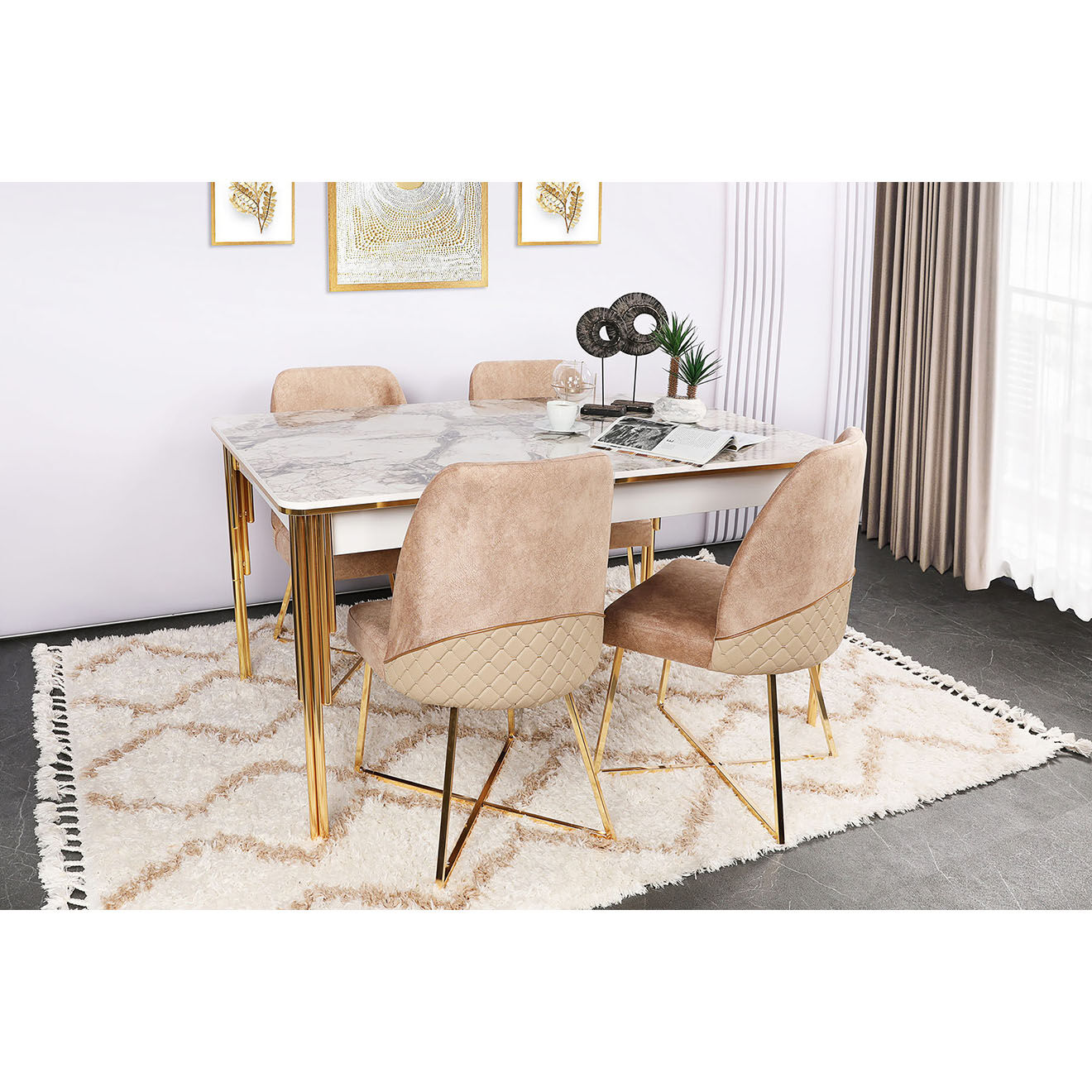 Wooden Art 4 Chaises Madrid marron - 50x90x49 cm