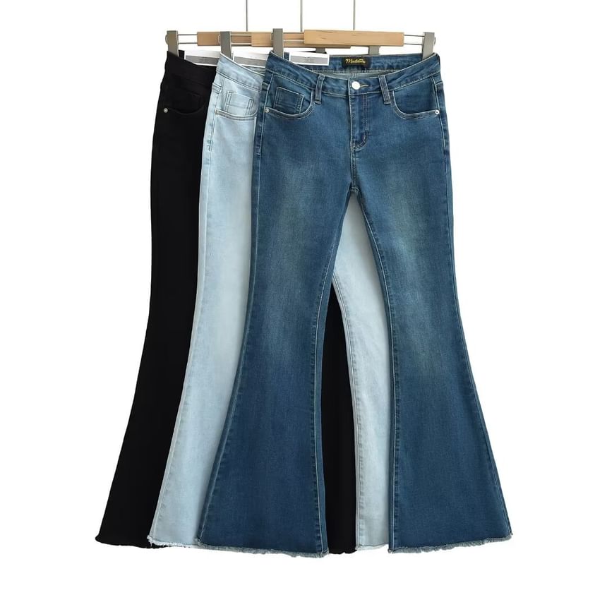Sundine - Mid Rise Fray Flared Jeans
