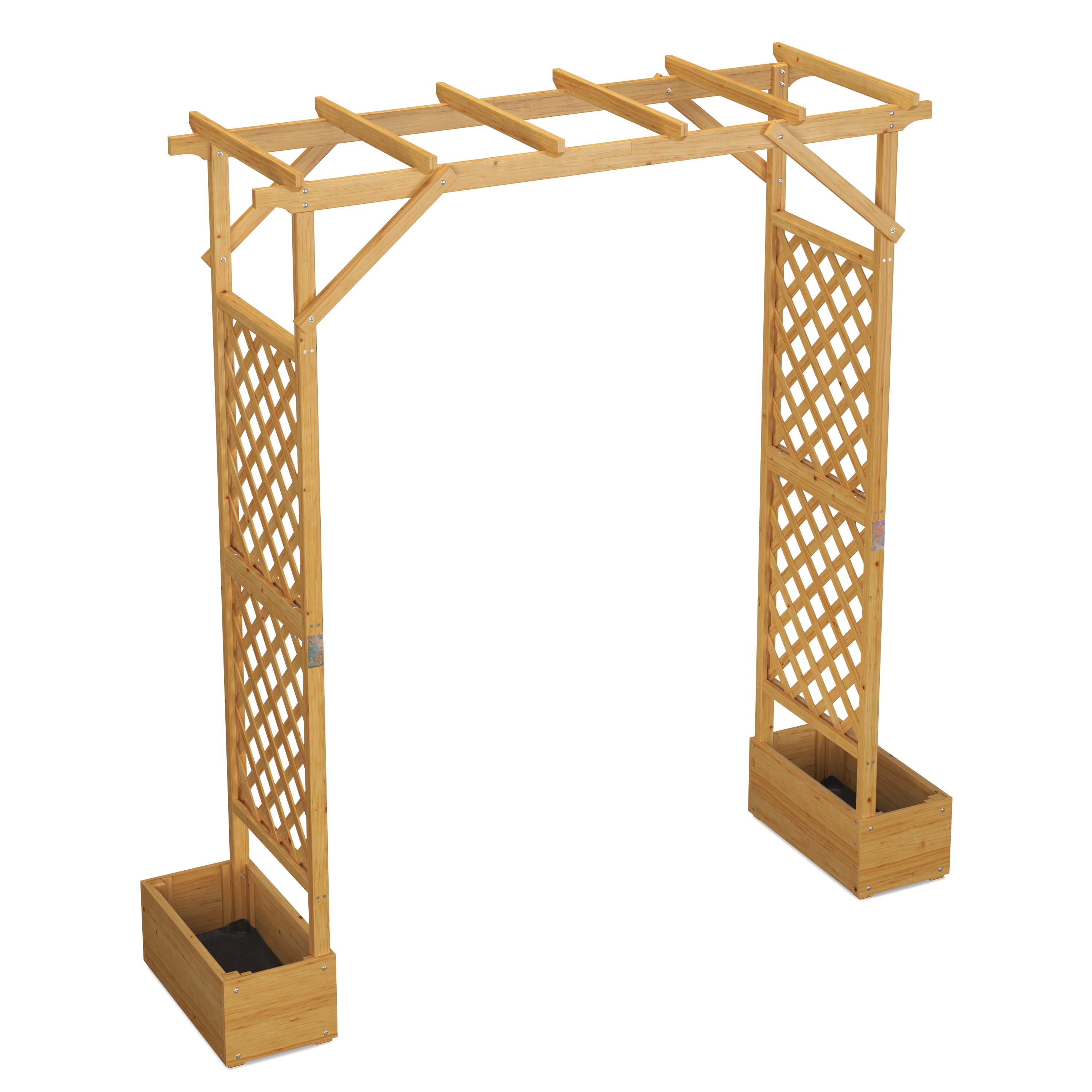 Rosenbogen Holz mit Pflanzenkasten 208 x 220 cm