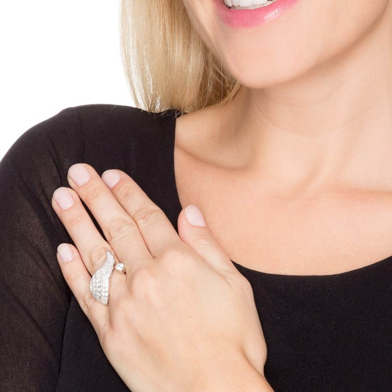 Bague Aile D'ange Noire Noire