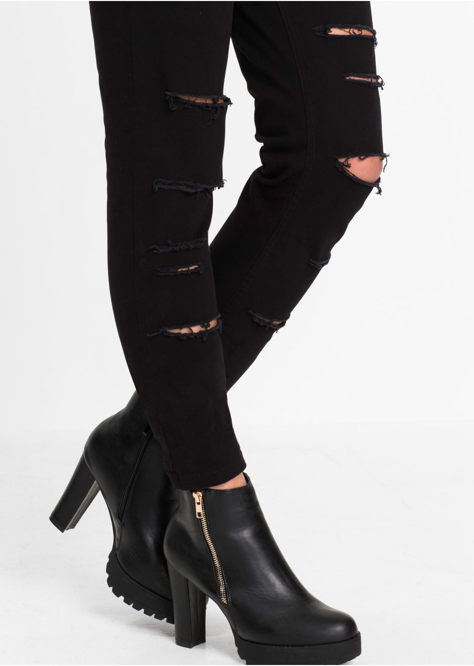 Pantalon Skinny taille haute avec effet destroyed