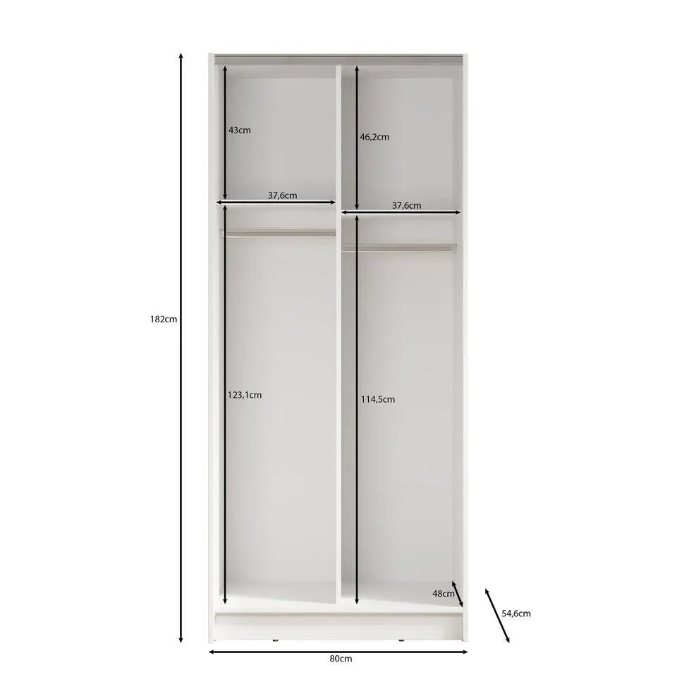 Meubella - Kledingkast Salta - Zwart - 80 cm - Met spiegel