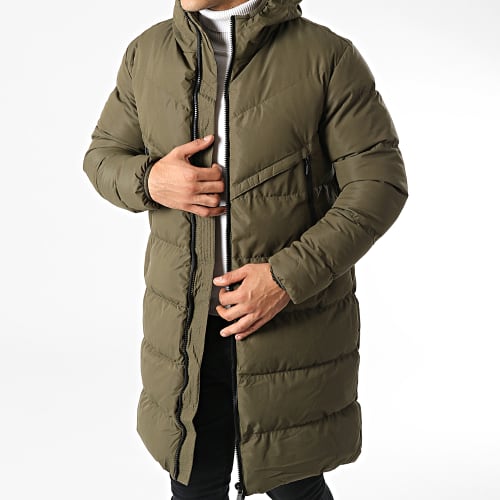 Doudoune Capuche Longue Vert Kaki