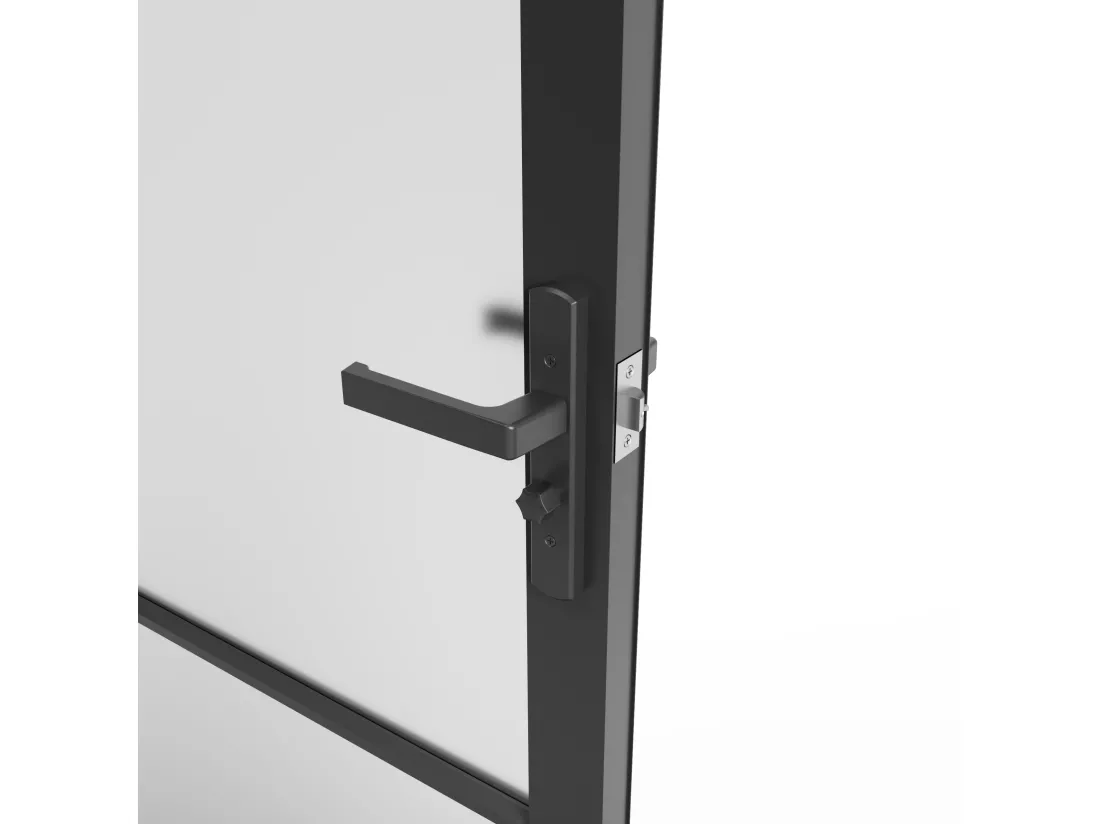 Bloc porte réversible en aluminium et verre trempé dépoli - H204 x L73 cm - Noir - MASERU