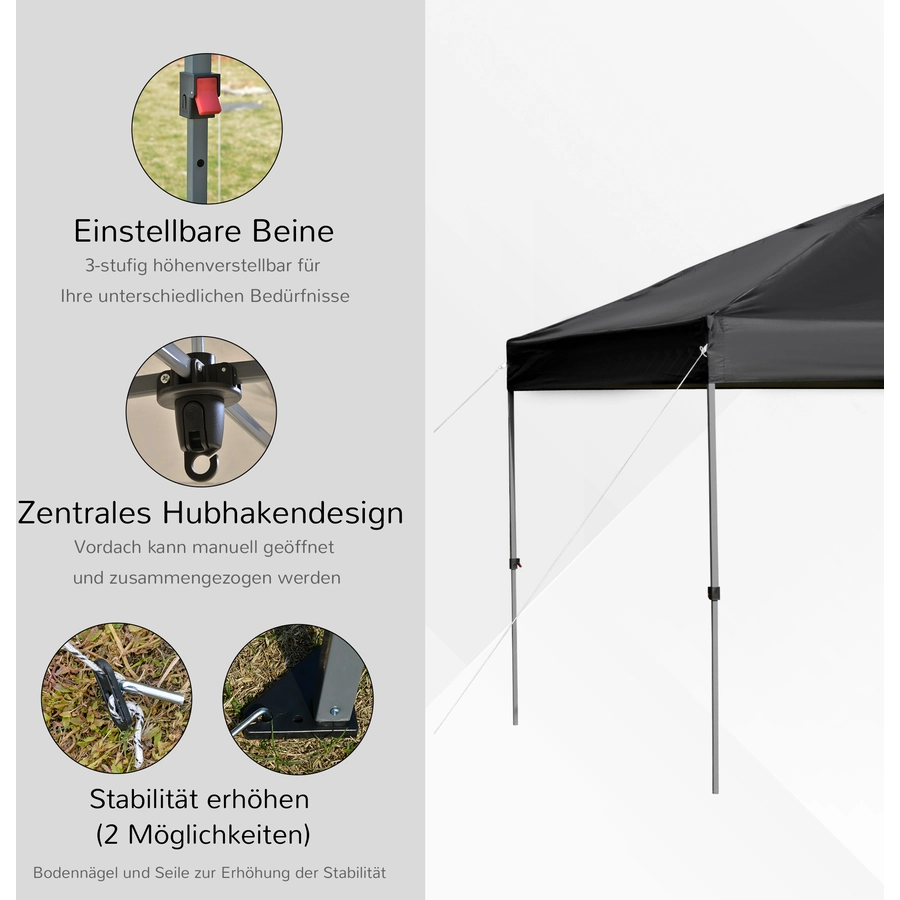 Outsunny Pop-Up-Pavillon zusammenfaltbar schwarz