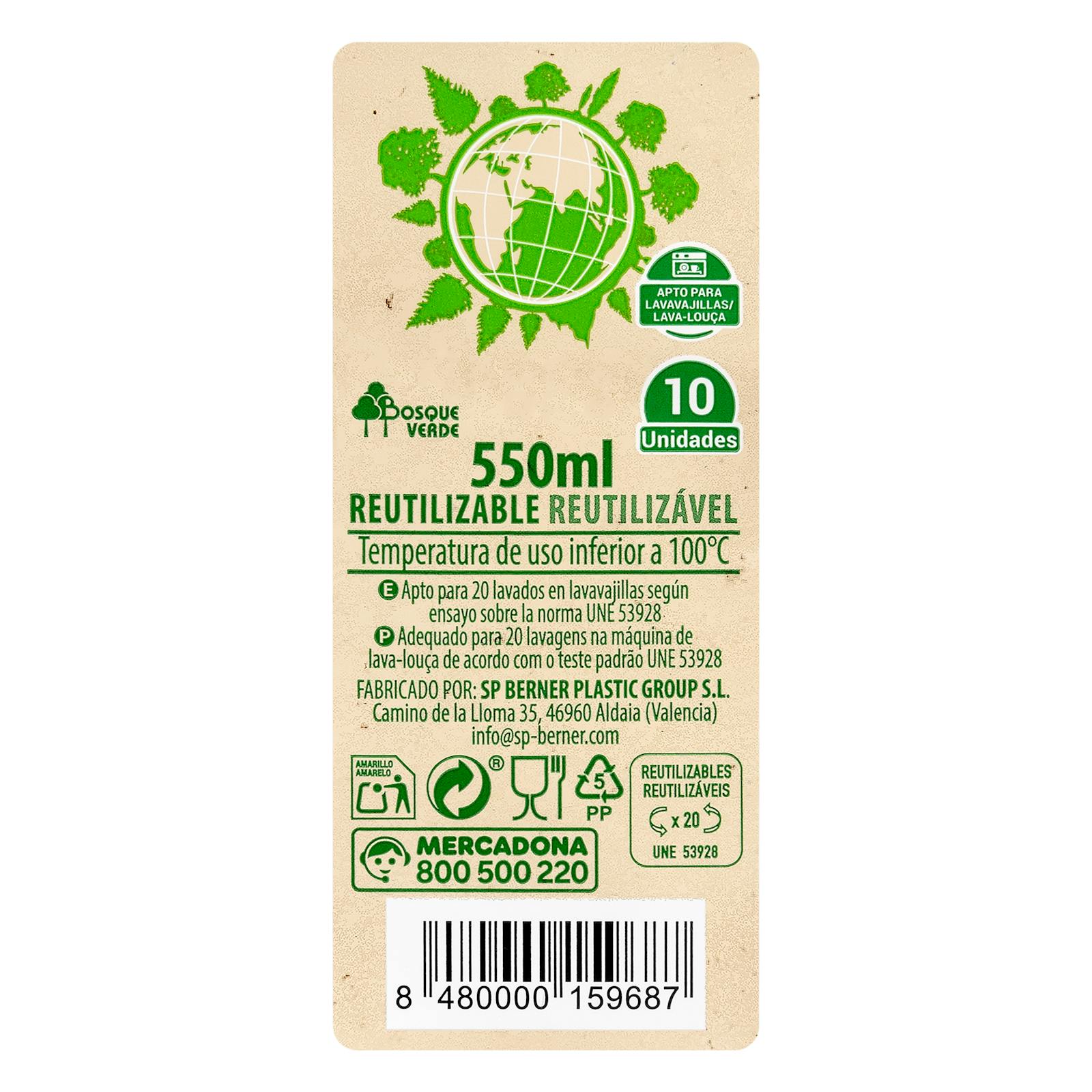 Grands gobelets en plastique réutilisables Green Forest